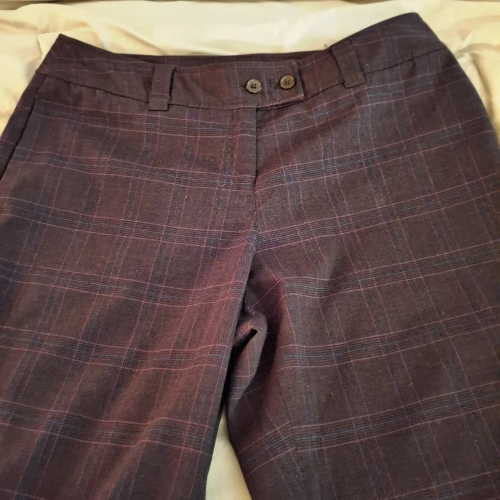 Rose Haggar Women's Dark Brown Pun Stripe Dress Pants